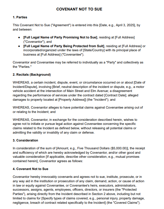 Covenants Not to Sue: Strategic Applications and Legal Considerations